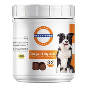 stratford pharmaceuticals ez chew omega 3 fatty acid soft chew max strength - dog omega 3 supplement - soft chew treats with fish oil for dogs - large and giant dogs - 90 soft chews