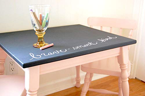 Chalkboard Blackboard Paint - Brush on Wood, Metal, Glass, Wall, Plaster Boards Sign, Frame or Any Surface. Use with Chalk Pen Wet Erase, Non-Toxic - Matte Finish [Black] - (8.5oz Cover 32 sf)