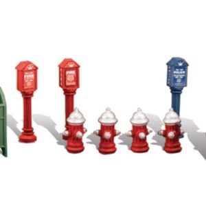 Scenic Accents Street Items (Mailboxes Fire Hydrants & Fire/Police Call Boxes) HO Woodland Scenics