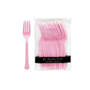 amscan New Pink Premium Heavyweight Disposable Plastic Forks, 20 Ct, 10 x 5.8