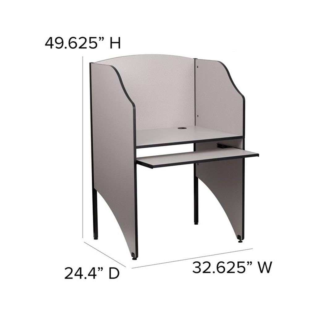 Flash Furniture Kevin Starter Student Study Carrel for Testing Centers and Classrooms, Starter Study Carrel Unit/Private Student Testing Desk, Gray