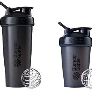 Black Blender Bottle Variety Pack- (1) 28 Oz (Large) + (1) 20 Oz (Mini)