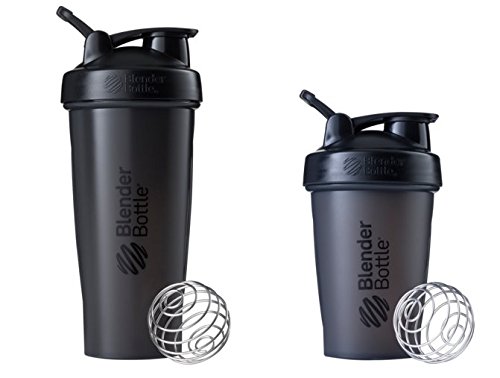 Black Blender Bottle Variety Pack- (1) 28 Oz (Large) + (1) 20 Oz (Mini)