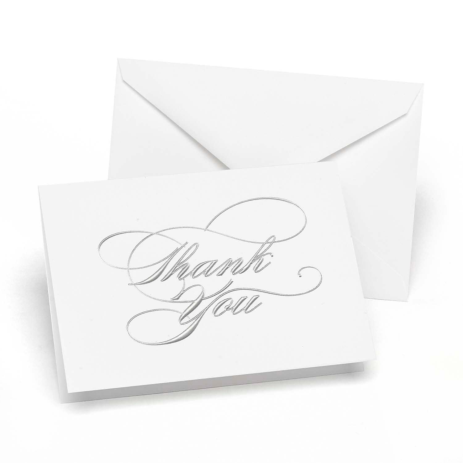 Hortense B. Hewitt 50-Count Silver Foil Thank You Notes, 4.8 x 3.5-Inches