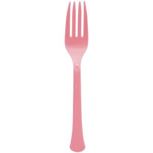 amscan new pink premium heavyweight disposable plastic forks, 20 ct, 10 x 5.8