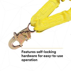 3M DBI-SALA Shockwave 2, 1244412 6' Shock Absorbing Lanyard, Tubular Web, 100% Tie Off w/ Steel Rebar Hooks On Leg Ends, Snap Hook On Other, Yellow