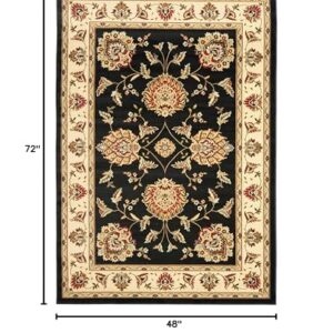 SAFAVIEH Lyndhurst Collection Accent Rug - 4' x 6', Black & Ivory, Traditional Oriental Design, Non-Shedding & Easy Care, Ideal for High Traffic Areas in Entryway, Living Room, Bedroom (LNH555-9012)