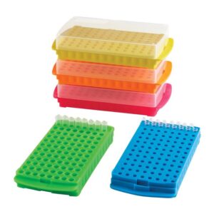 heathrow scientific hs2345a reversible tube rack 96 well, polypropylene, assorted colors set (set of 5)