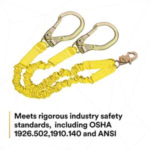 3M DBI-SALA Shockwave 2, 1244412 6' Shock Absorbing Lanyard, Tubular Web, 100% Tie Off w/ Steel Rebar Hooks On Leg Ends, Snap Hook On Other, Yellow