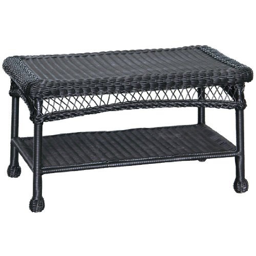 Jeco Black Wicker Patio Furniture Coffee Table