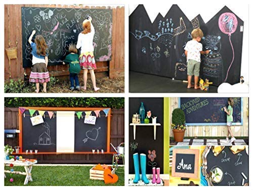 Chalkboard Blackboard Paint - Brush on Wood, Metal, Glass, Wall, Plaster Boards Sign, Frame or Any Surface. Use with Chalk Pen Wet Erase, Non-Toxic - Matte Finish [Black] - (8.5oz Cover 32 sf)