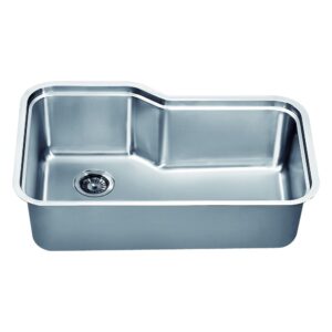 dawn dsu3118 undermount single bowl sink with side drain, polished satin