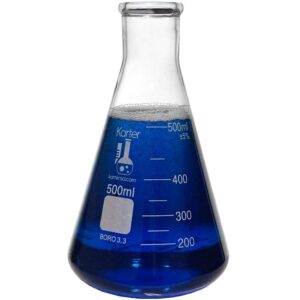 500ml Narrow Mouth Erlenmeyer Flask, 3.3 Borosilicate Glass, Karter Scientific 213G29 (Single)