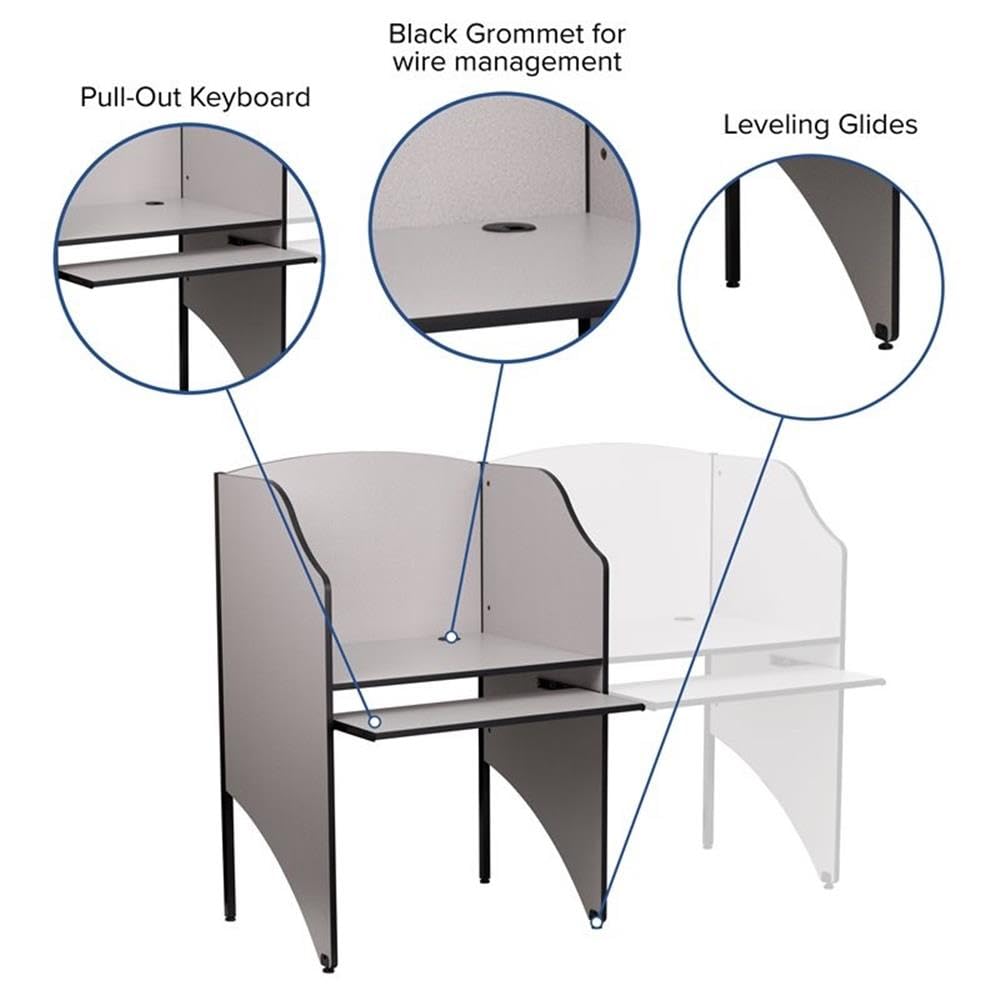 Flash Furniture Kevin Starter Student Study Carrel for Testing Centers and Classrooms, Starter Study Carrel Unit/Private Student Testing Desk, Gray