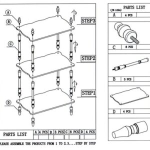 Frenchi Home Furnishing 3-Tier Shelves