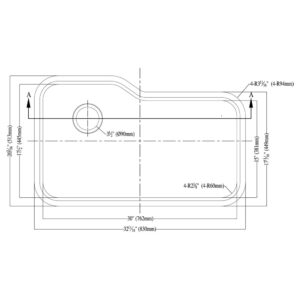 Dawn DSU3118 Undermount Single Bowl Sink with Side Drain, Polished Satin