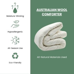 ORGANIC TEXTILES 100% All-Natural Australian Wool Bed Comforter with Organic Cotton Cover (Twin Size, Regular Fill), Temperature Regulation, Skin Sensitive, Luxurious Soft Feel, Machine Washable