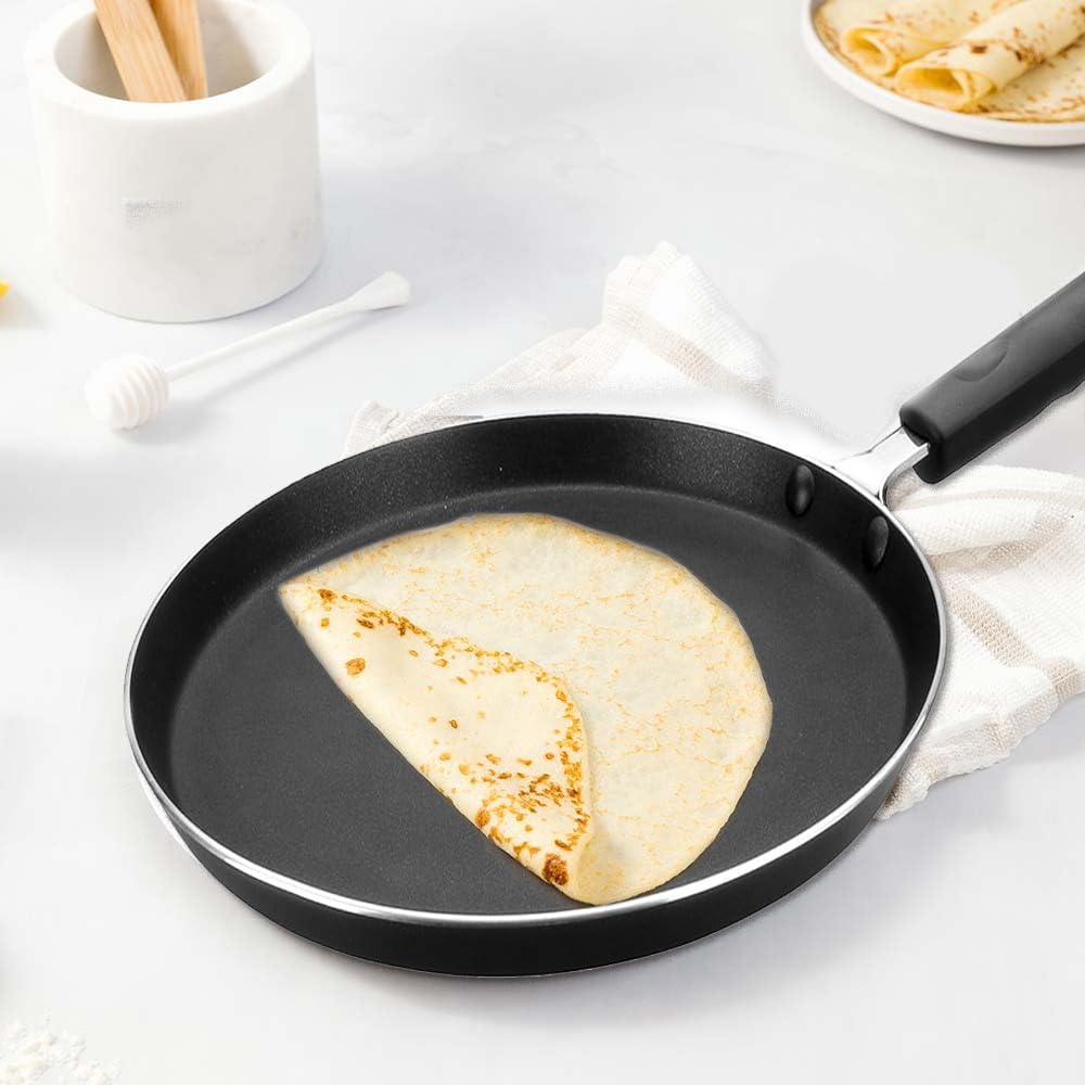 IBILI Crepe Pan Nonstick 9 Inch, Dosa Roti Tawa Tortilla Pan, Flat Frying Pan, Bakelite Handle, Induction Compatible PFOA Free, Made in Spain