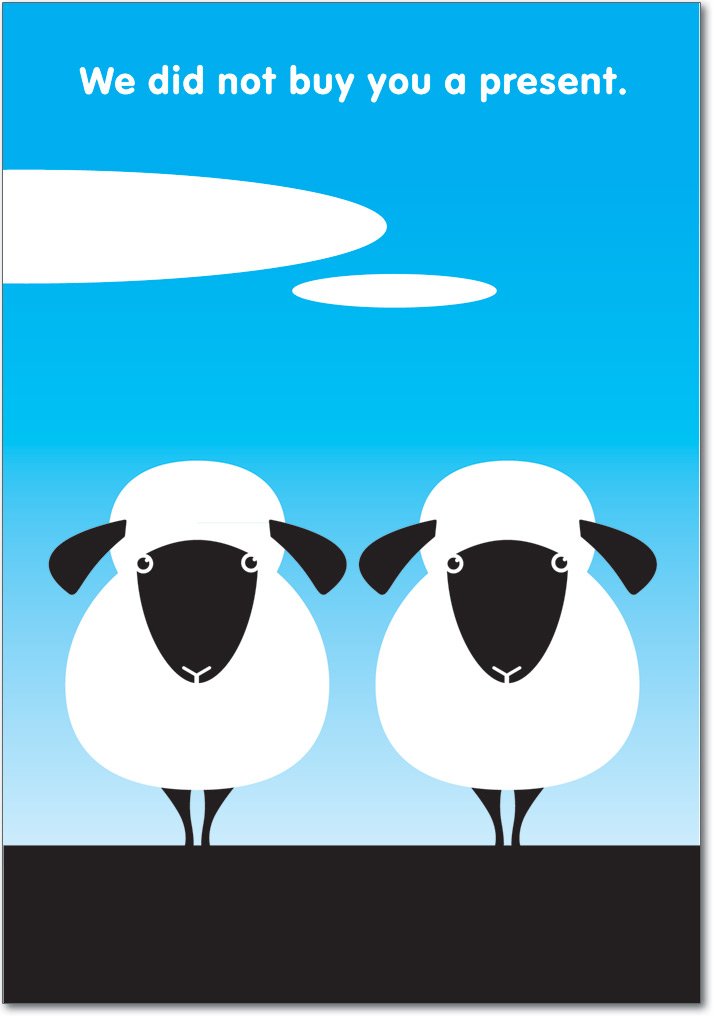 NobleWorks 8189 Two Sheep Naughty Humor Birthday Greeting Card with Envelope