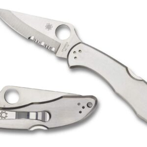 Spyderco Knives Stainless Steel Delica 4 Lockback CombinationEdge VG-10 Blade Pocket Knife C11PS