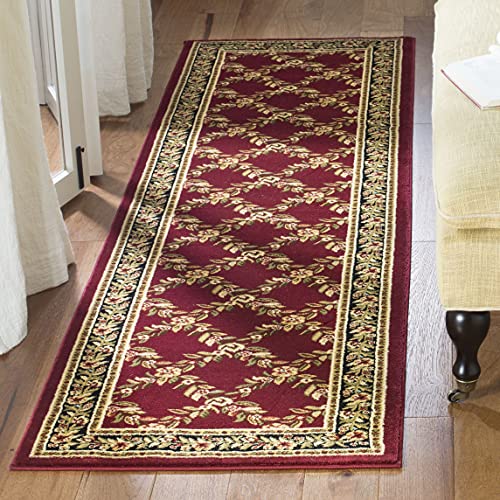 SAFAVIEH Lyndhurst Collection Runner Rug - 2'3" x 8', Red & Black, Traditional Floral Trellis Design, Non-Shedding & Easy Care, Ideal for High Traffic Areas in Living Room, Bedroom (LNH557-4090)