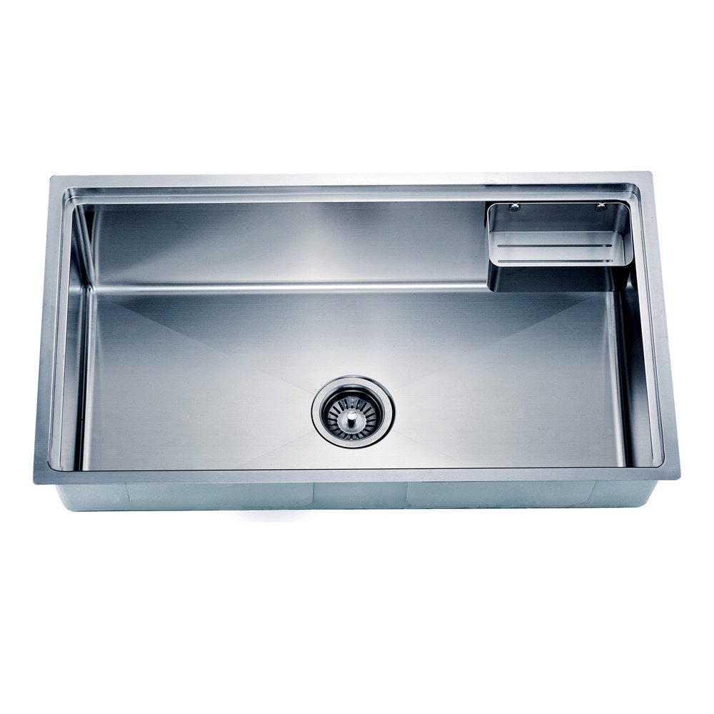 Dawn SRU311710 Undermount Small Corner Radius Single Bowl Sink with Basket, Polished Satin