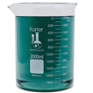 2000ml beaker, low form griffin, borosilicate 3.3 glass, double scale, graduated, karter scientific 213d20 (single)