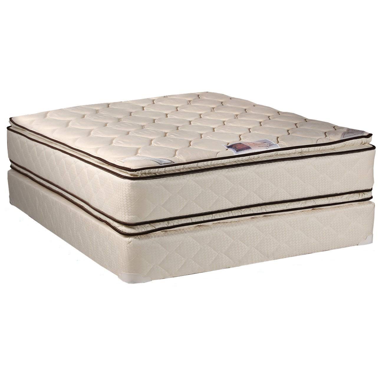 Coil Comfort Pillowtop Queen Size (60"X80"X11") Mattress and Box Spring Set - Medium Soft, Fully Assembled, Orthopedic, Good for Your Back, by Dream Solutions USA