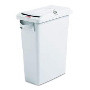 rubbermaid rcp9w25lgy - slim jim confidential document receptacle w/lid