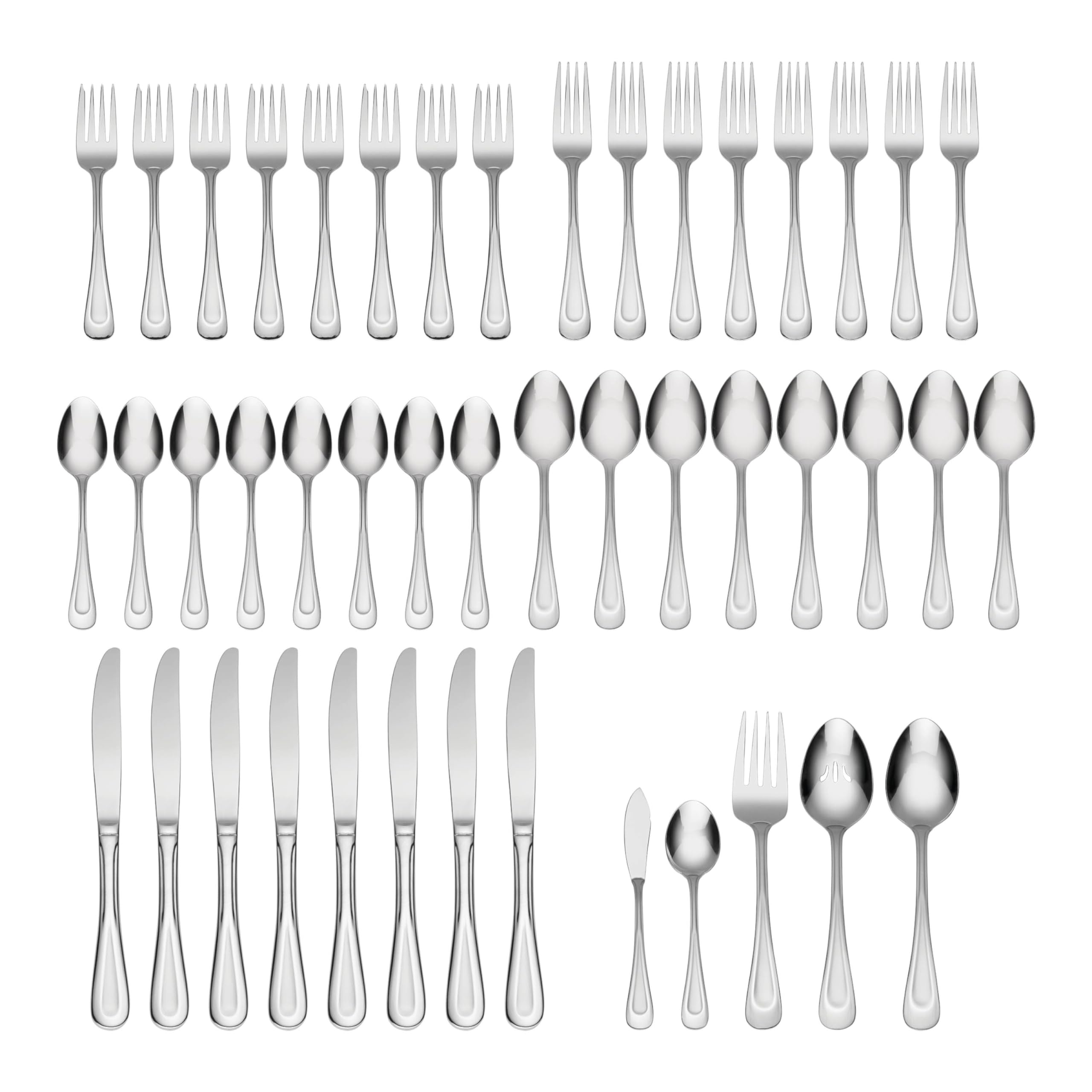 Oneida 2855045HA Satin Sand Dune 45 Piece Everyday Flatware Set, Service for 8