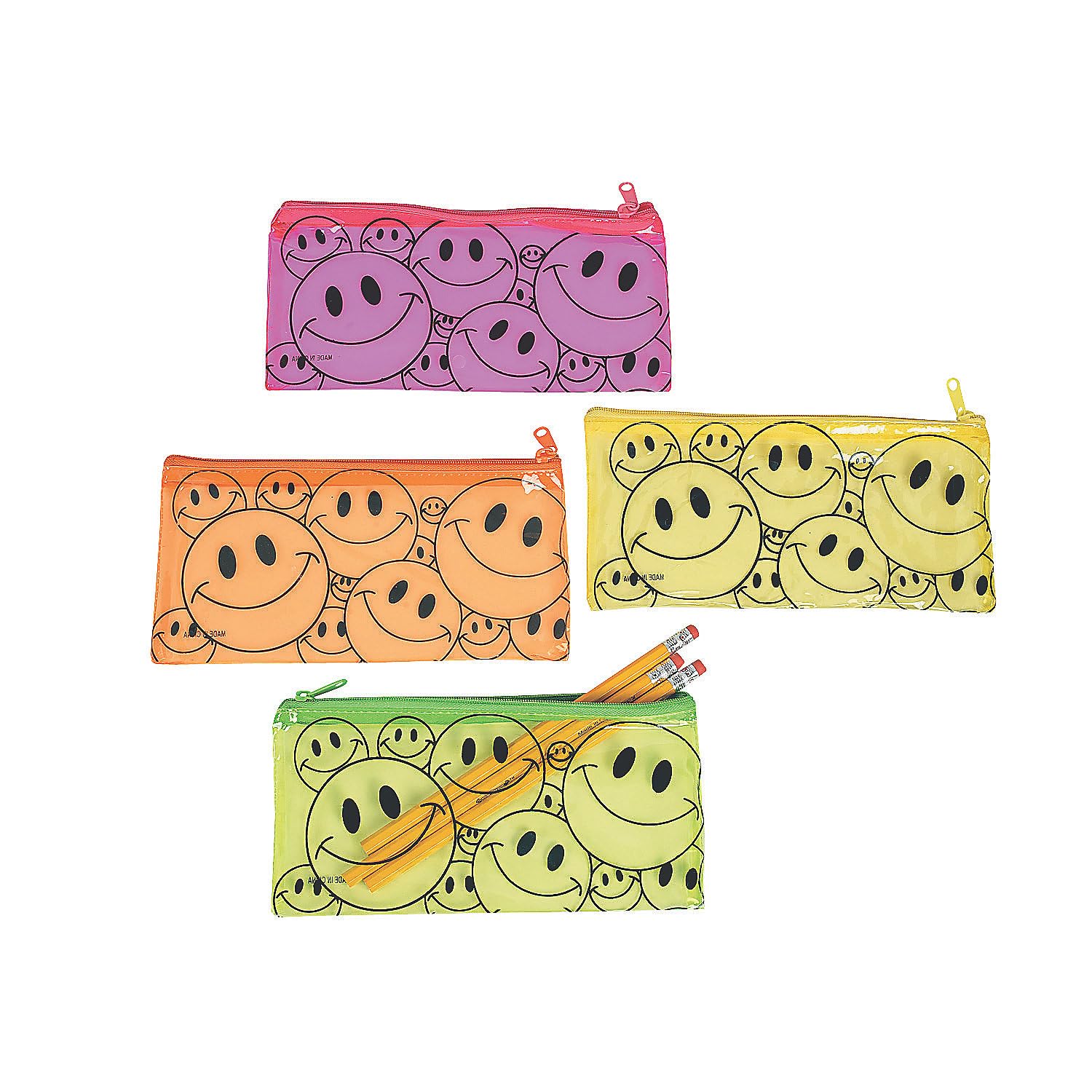 Fun Express Smile Face Pencil Cases - 12 Pieces - Educational And Learning Activities For Kids