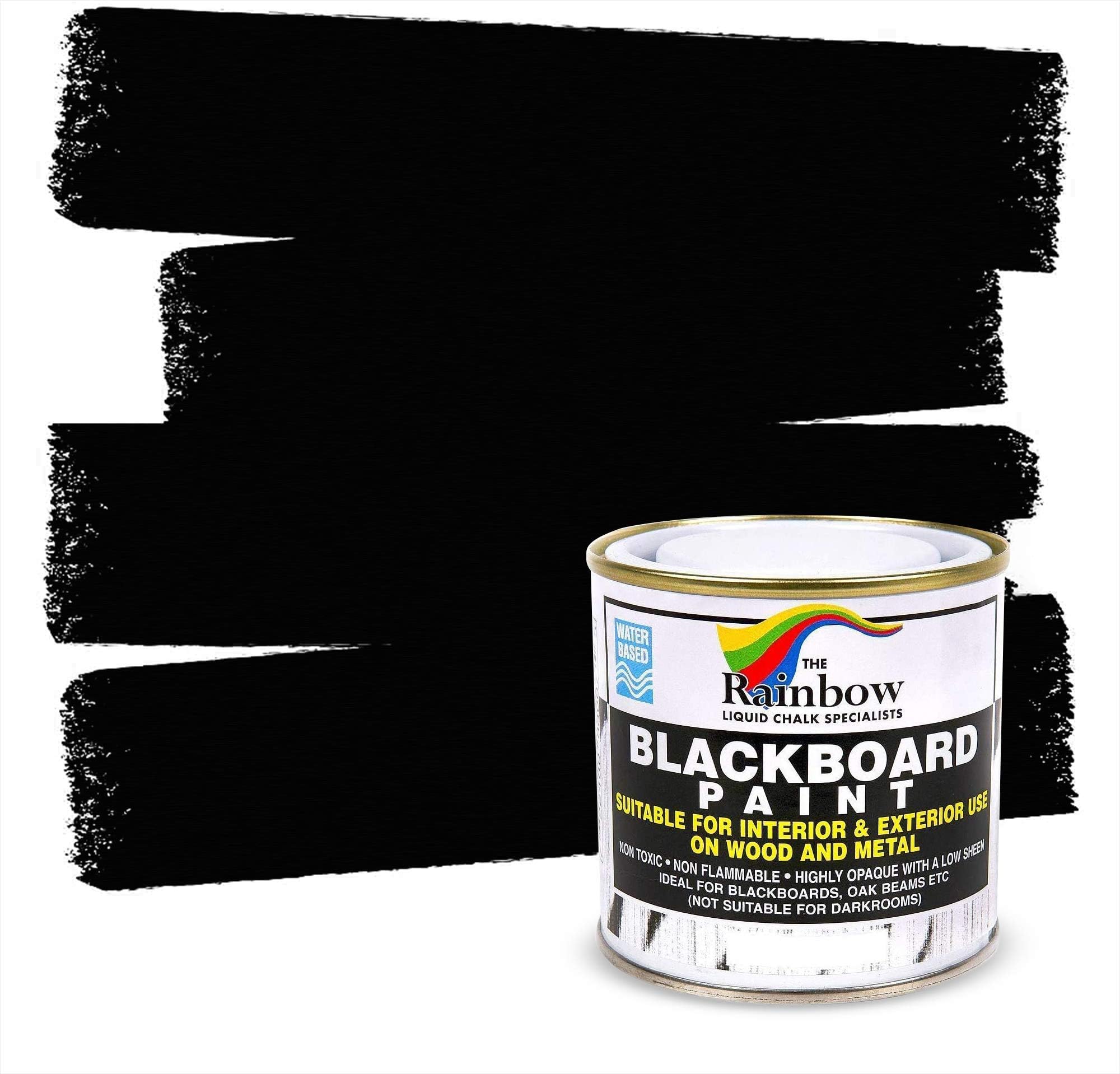 Chalkboard Blackboard Paint - Brush on Wood, Metal, Glass, Wall, Plaster Boards Sign, Frame or Any Surface. Use with Chalk Pen Wet Erase, Non-Toxic - Matte Finish [Black] - (8.5oz Cover 32 sf)