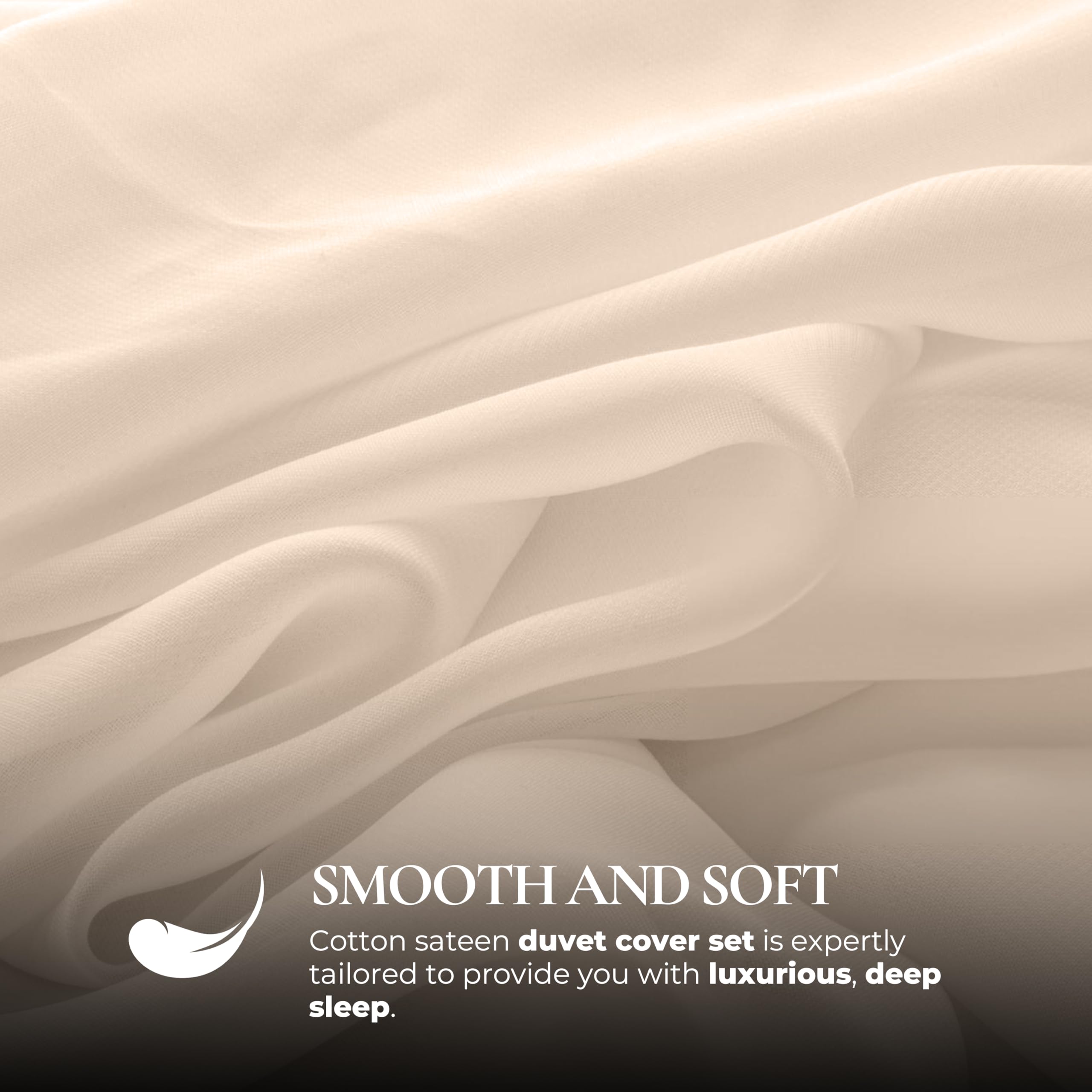 Sleep & Beyond 100% Organic Sateen Duvet Cover Set - Luxurious Bedding for Restorative Sleep - Soft - Breathable - Durable and Reusable - King 104x92 inch Classic Ivory