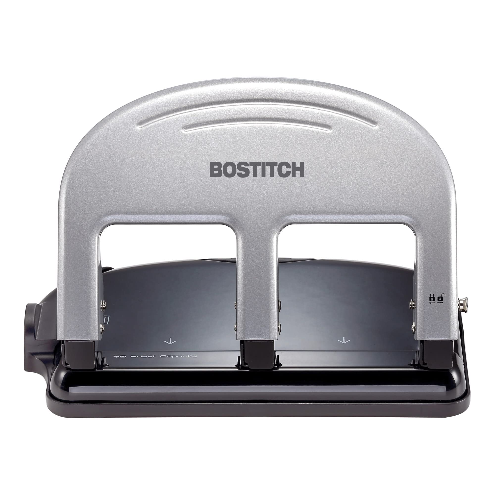 Bostitch Office PaperPro inPRESS 40 Reduced Effort 3-Hole Punch, 40 Sheets, Silver (2240)