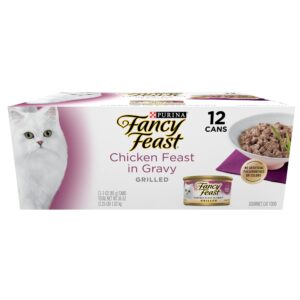 purina fancy feast grilled wet cat food chicken feast in wet cat food gravy - (pack of 12) 3 oz. cans