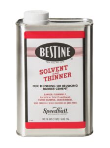 bestine solvent and thinner for rubber cement – cleans ink, adhesive and parts, 32 ounce can