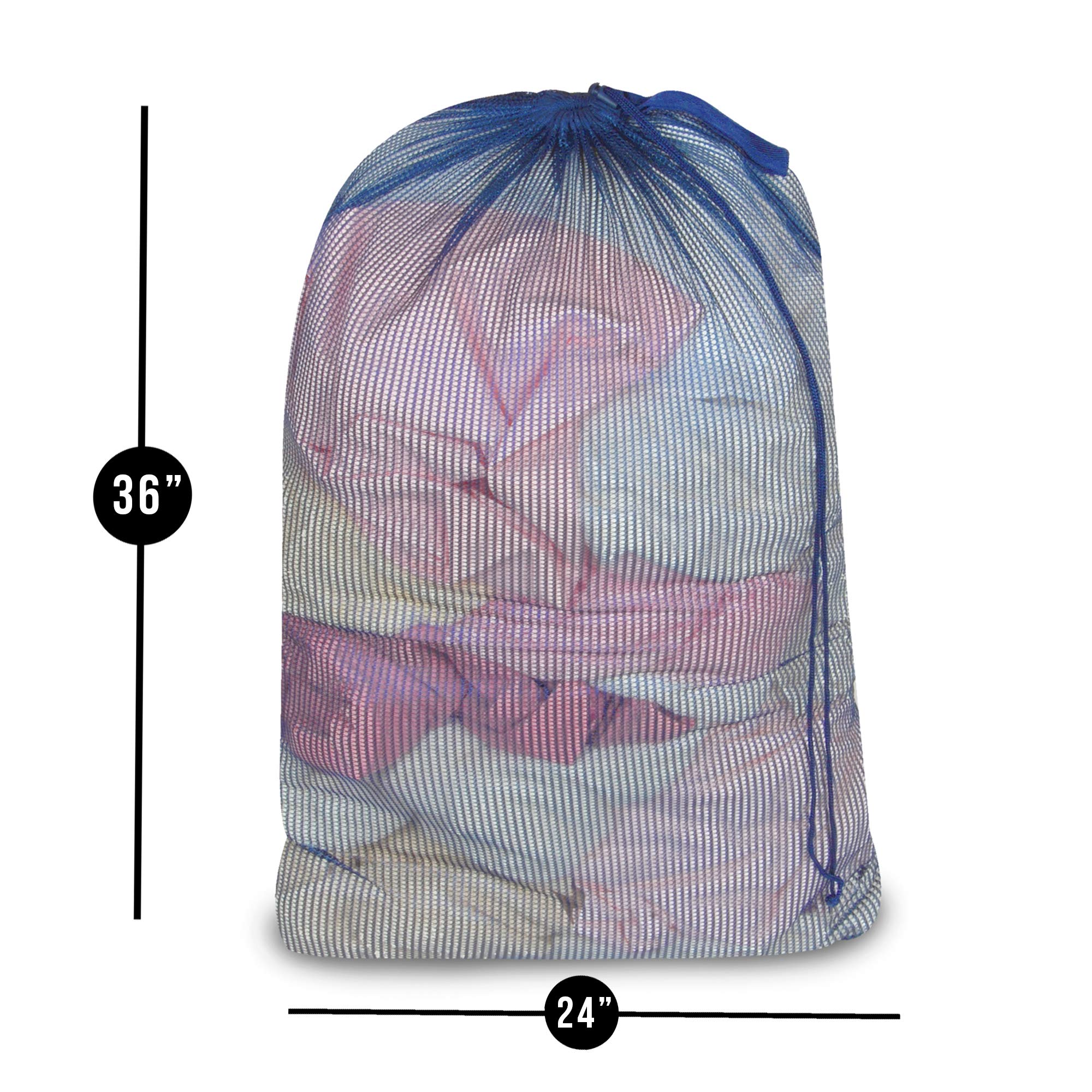 Smart Design Mesh Laundry Bag w/ Handle & Push Lock Drawstring - VentilAir Mesh Material - for Clothes & Laundry - Home Organization (Holds 3 Loads) (36 x 24 Inch) [Blue]