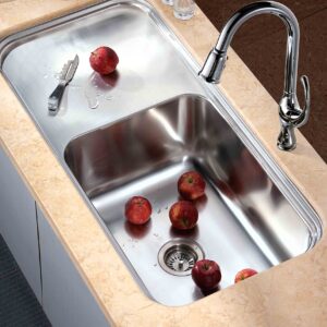 Dawn DSU4120 Undermount Single Bowl with Work Surface, Polished Satin