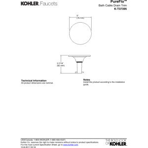 KOHLER PUREFLO™ BATH DRAIN TRIM - CONTEMP PUSH