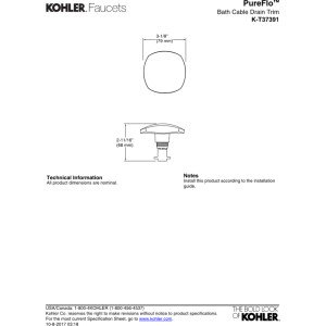 KOHLER PUREFLO™ BATH DRAIN TRIM - BASIC ROT