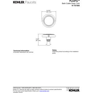 KOHLER Pureflo Bath Drain Trim - Trad Rot