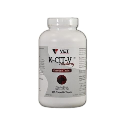 K-CIT-V Cranberry Chewable Potassium Citrate For Dogs, 100 Tablets