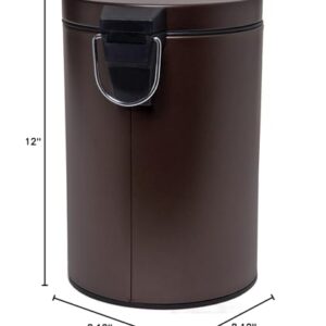 HOMEBASIX LYP0701 Small Step Round Trash Can, 7-Liter, 1.8 Gallon Venetian Bronze