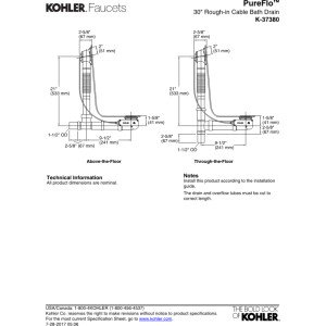 Pureflo Cable Bath Drain Brass 30