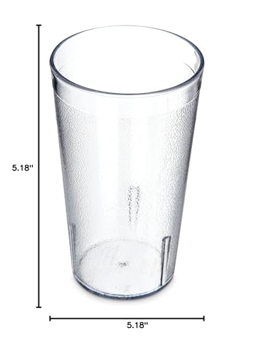 Carlisle FoodService Products Stackable Tumbler with Pebbled Exterior for Restaurants, Cafeterias, And Fast Food, Plastic, 12 Ounces, Clear, (Pack of 24)