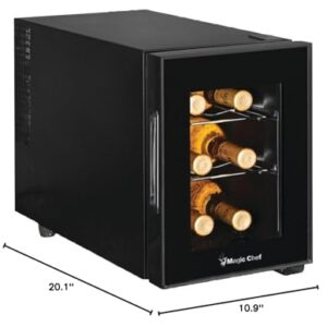 Magic Chef MCWC6B 6-Bottle Single-Zone Black Wine Cooler, 20.1L x 10.9W x 15H