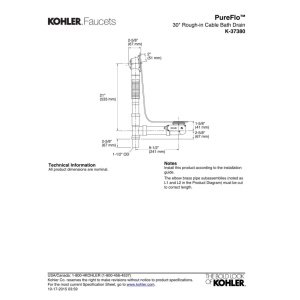 Pureflo Cable Bath Drain Brass 30