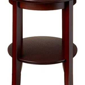 Frenchi Furniture-Wood Genoa End Table, Round Side /Accent Table , Inset Glass Espresso