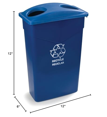 Carlisle FoodService Products 342027REC14 TrimLine Plastic Bottle/Can Recycle Lid, 12" Length x 12" Width x 6" Height, Blue, for 343023REC and 342015REC Containers