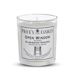 Price's - Open Window Jar Candle - Odour Eliminating Candle - Made with Lily, Violet and Orange Flower Extracts - Clean, Fresh, Quality Fragrance - Long Lasting Scent